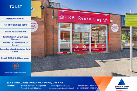 Retail property (high street) to rent, 21-21B Barrachnie Rd Baillieston G69 6HB