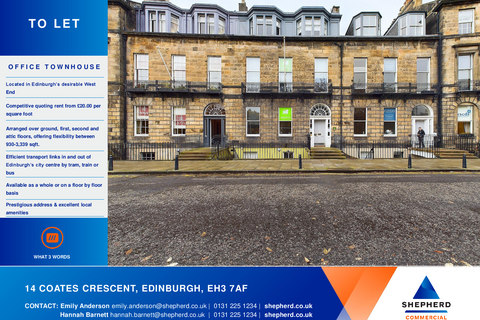 Office to rent, 13-15 Coates Cres Edinburgh EH3 7AF