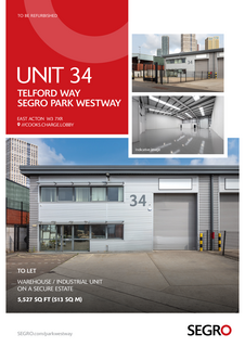 Warehouse to rent, Telford Way London W3 7XS