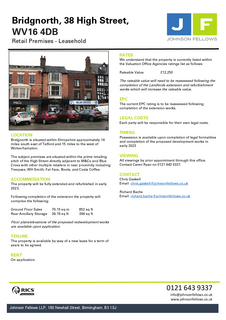 Retail property (high street) to rent, 38 High St Bridgnorth WV16 4DB