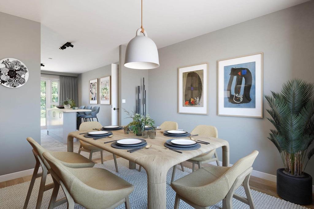 The open plan kitchen and dining area makes the...