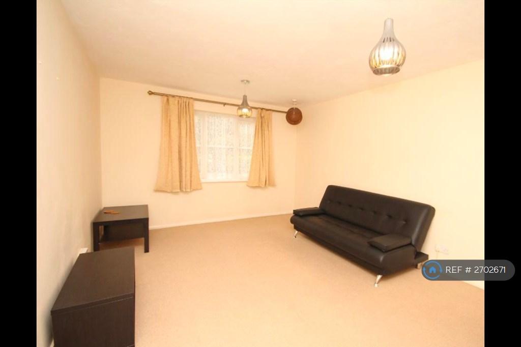 Living Room With Leather Sofa Bed And 2x Tables