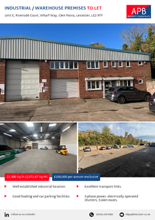 Warehouse to rent, Wharf Way Leicester LE2 9TF