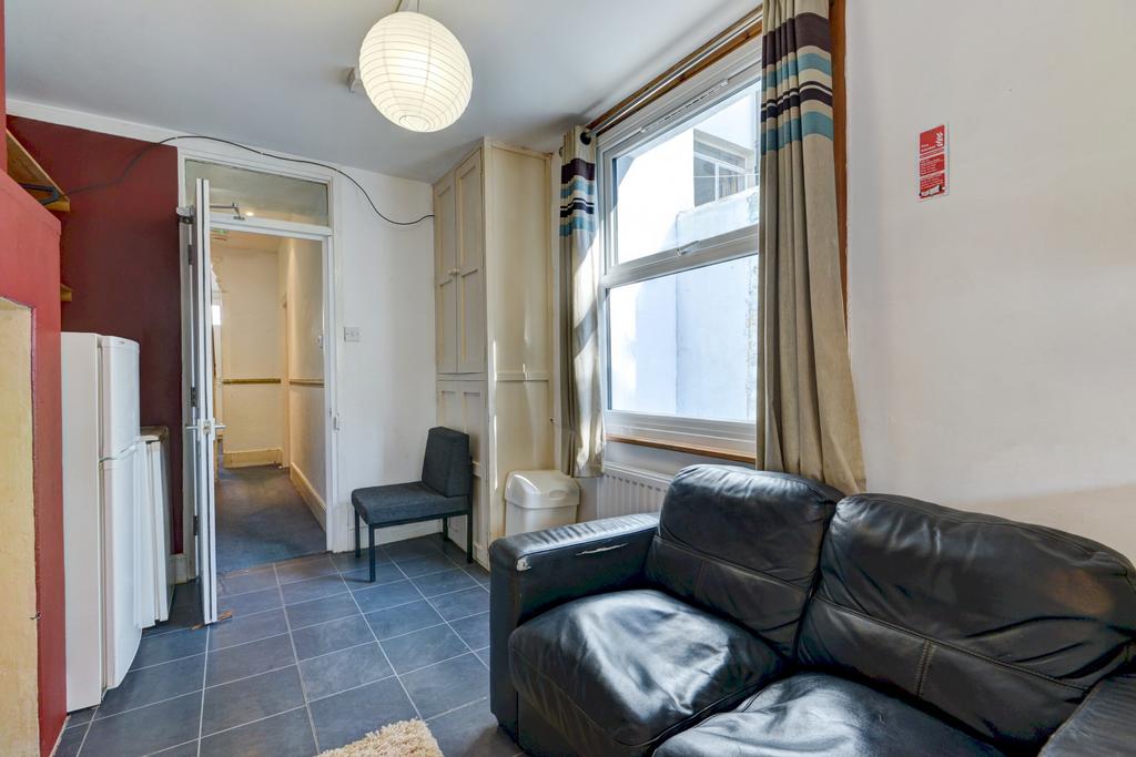 Comfortable living area with a leather sofa, a ...