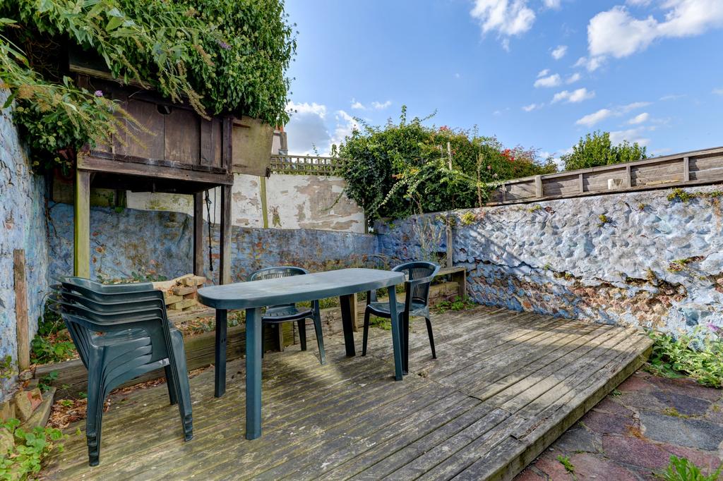 Private enclosed rear garden with a wooden deck...