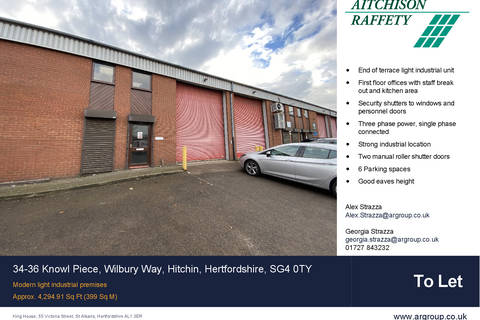 Warehouse to rent, 32-36 Knowl Piece Hitchin SG4 0TY