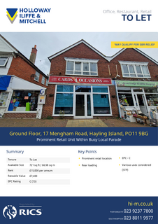 Retail property (high street) to rent, 17 Mengham Rd Hayling Island PO11 9BG