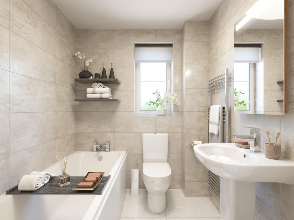 Main bathroom in the Alverton 2 bedroom home