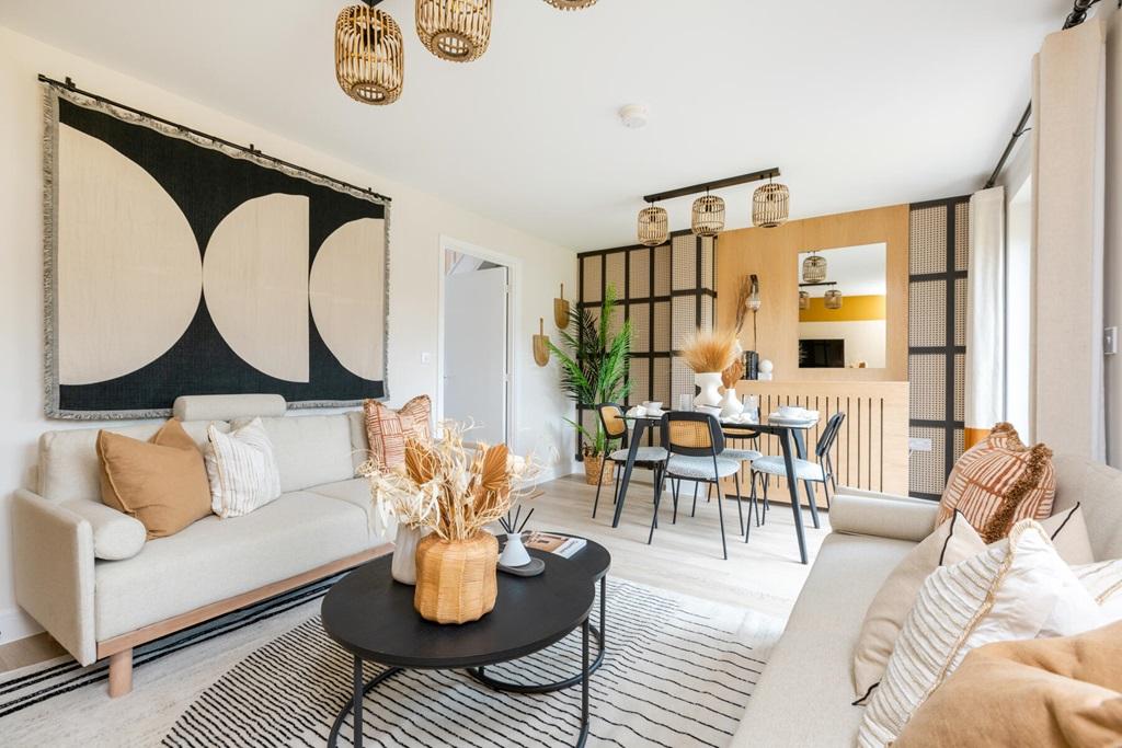 The open plan living & dining room is perfect...
