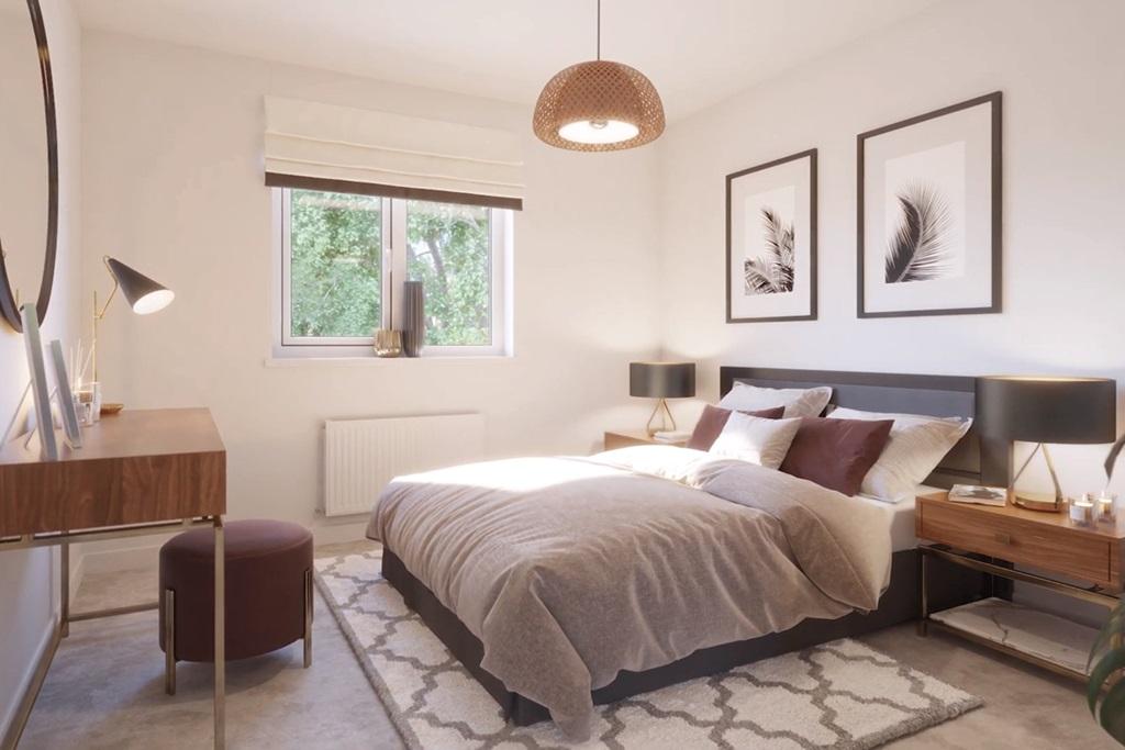 Double bedroom looks out onto the rear garden