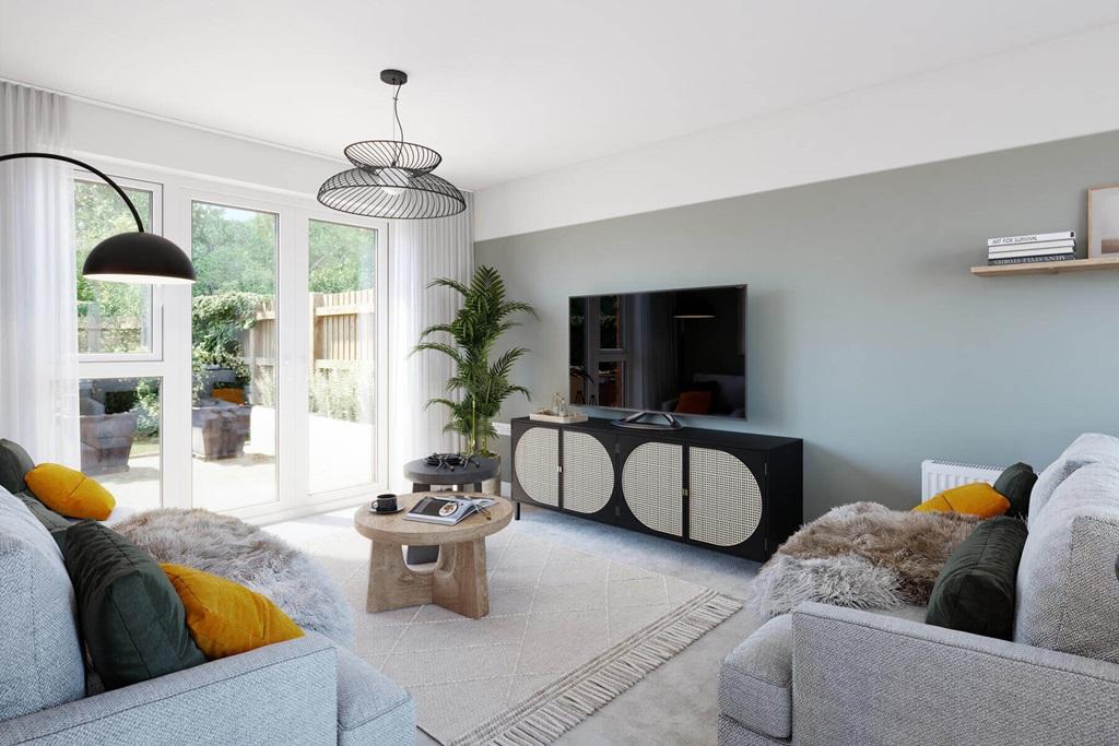 Double doors to the garden create a bright and...