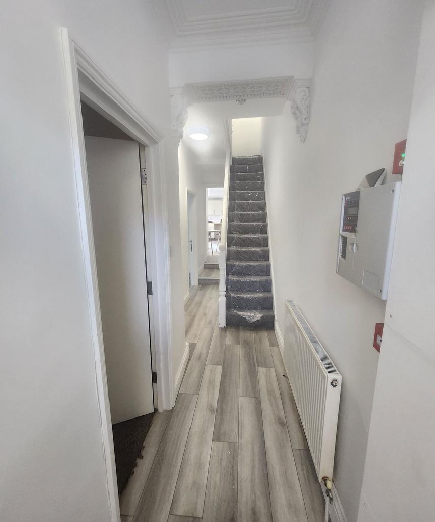 Bright, recently updated hallway with modern wo...