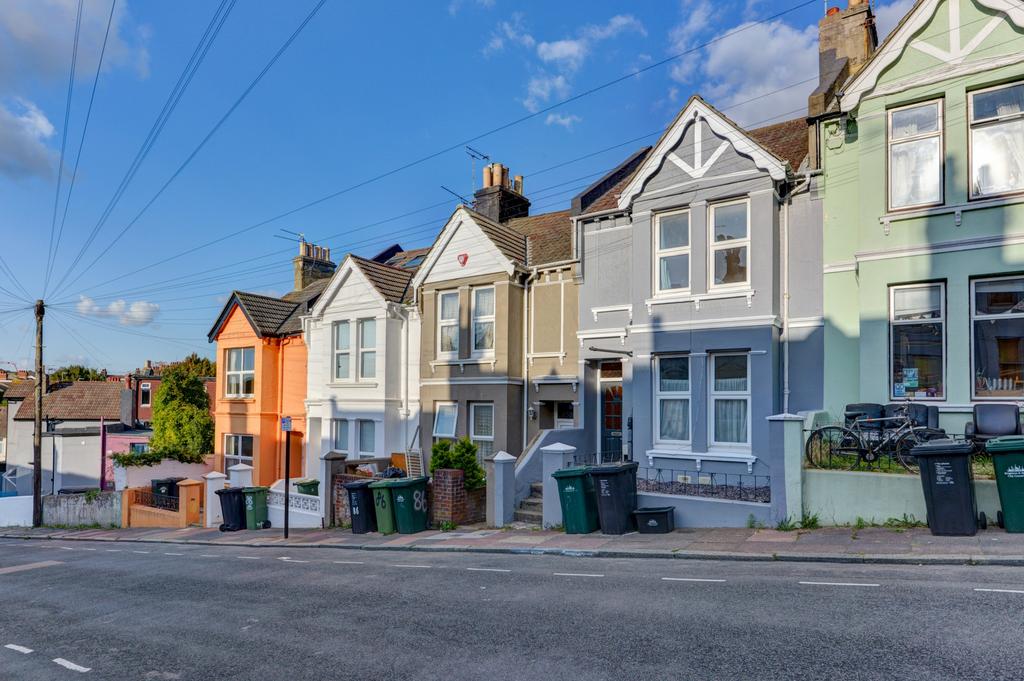 Row of attractive terraced houses in cheerful c...