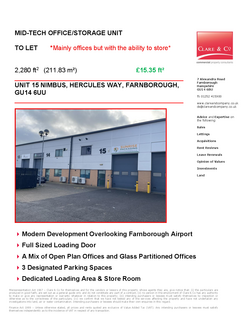 Warehouse to rent, Unit 15 Nimbus, Hercules Way Farnborough GU14 6UU
