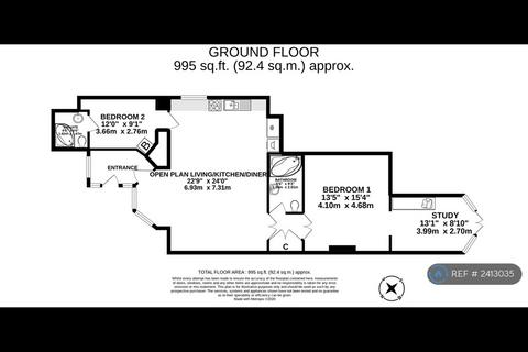 2 bedroom flat to rent, Upper Perk Road, London, NW3