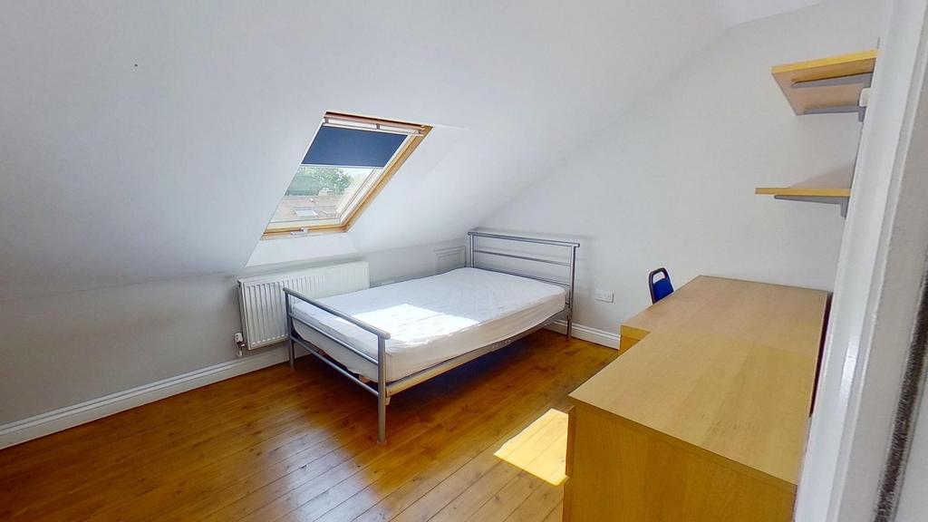 Bright, neatly presented bedroom in an attic-st...