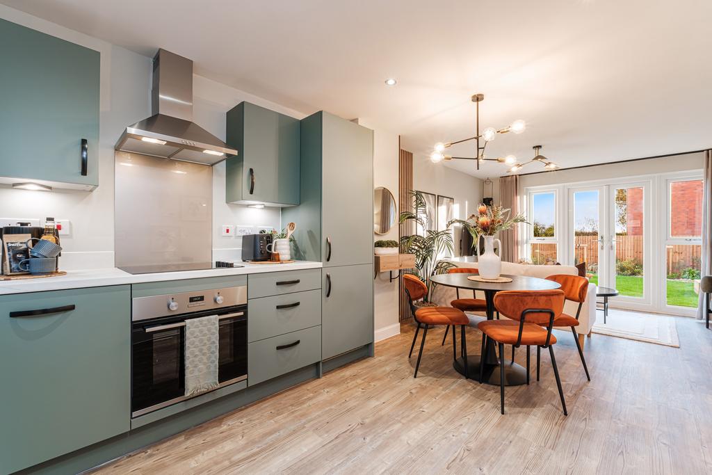 Interior view of the open plan kitchen &amp; dining...