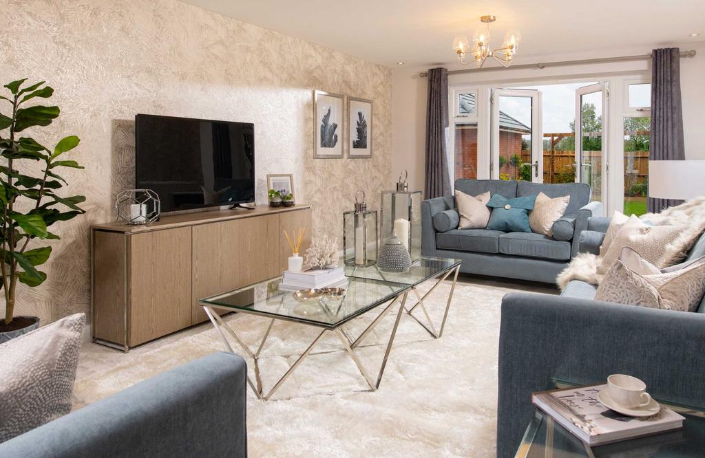 Spacious lounge with French doors