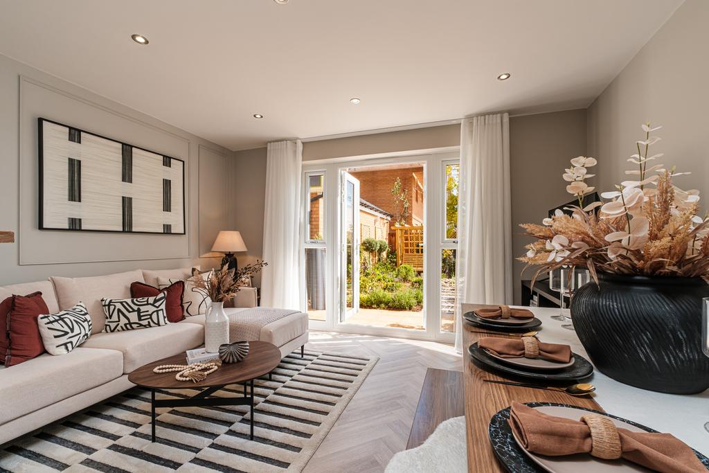 Interior view of the living &amp; dining space in...