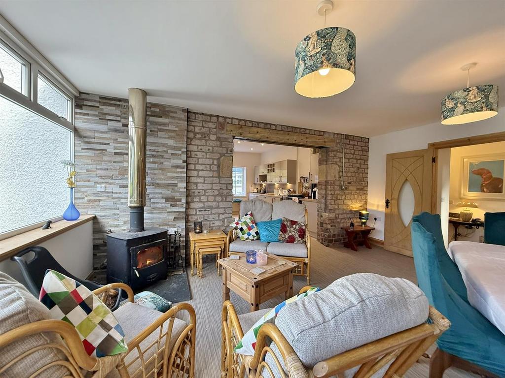 Stove and seating area dining room