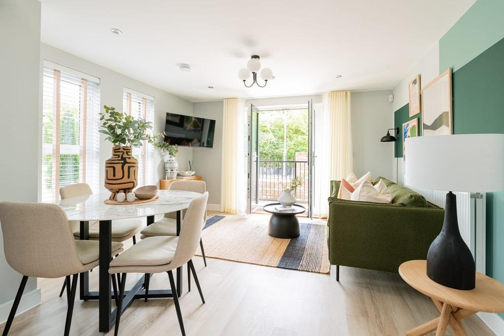Open plan living space is light and inviting