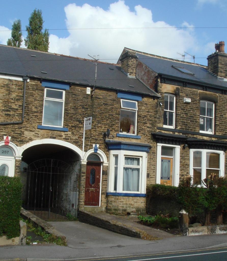 Exterior view of a traditional terraced house s...