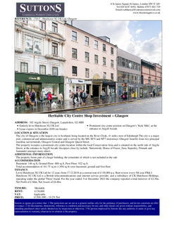 Retail property (high street) for sale, 102 Argyle Street Glasgow G2 8BG