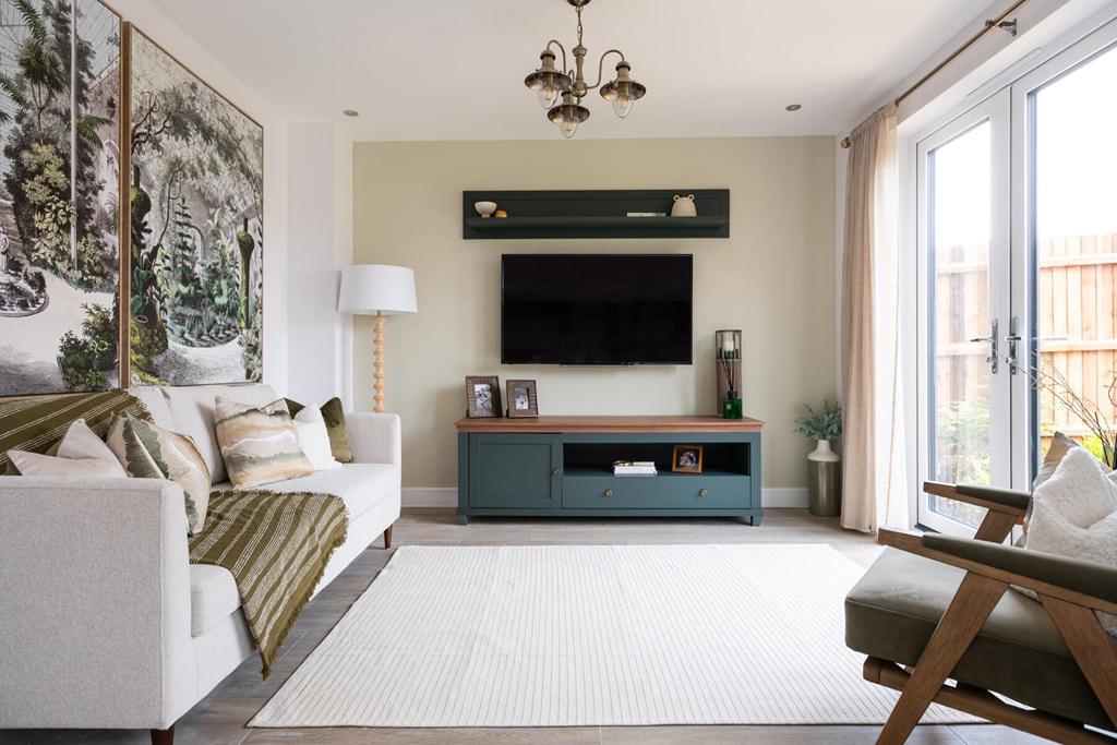 The family room is located off the...