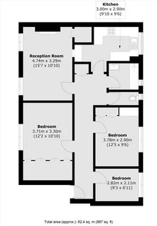 3 bedroom flat to rent, Hazelhurst Road, London SW17