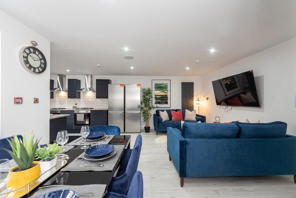 A stylish and spacious contemporary living room...