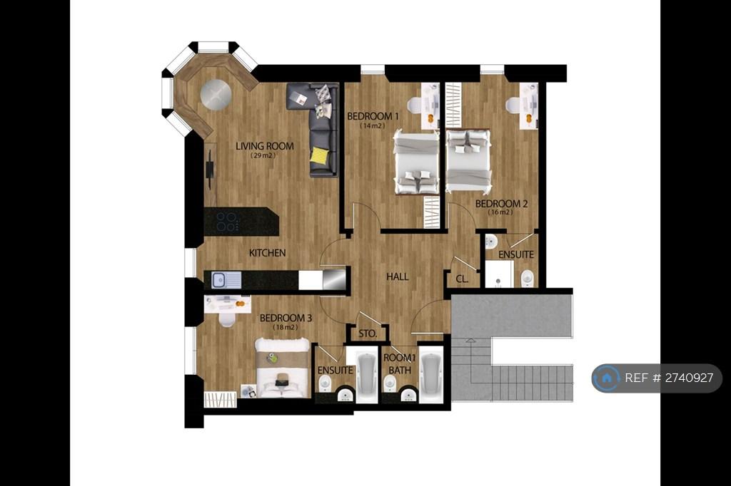 Plan Of Flat Room 3