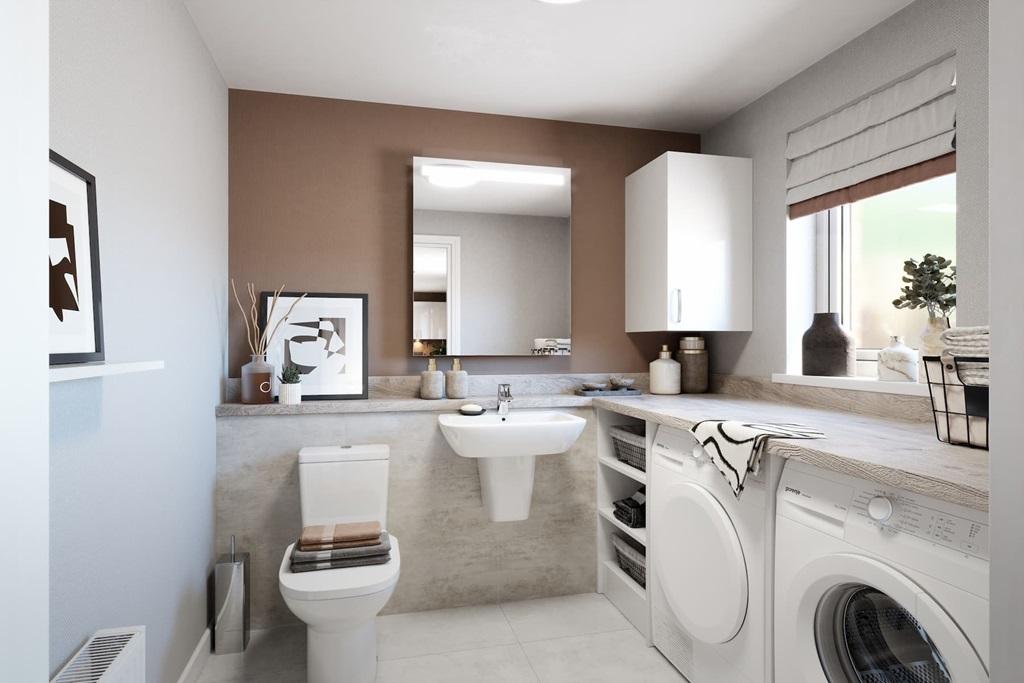 A multi-purpose utility/WC sits off the...