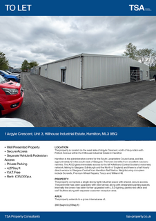 Warehouse to rent, 1 Argyle Cres Hamilton ML3 9BQ