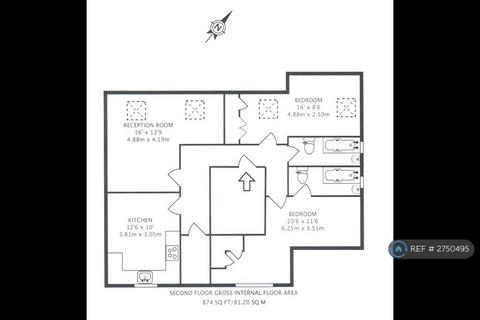 2 bedroom flat to rent, Woodville Road, London, W5