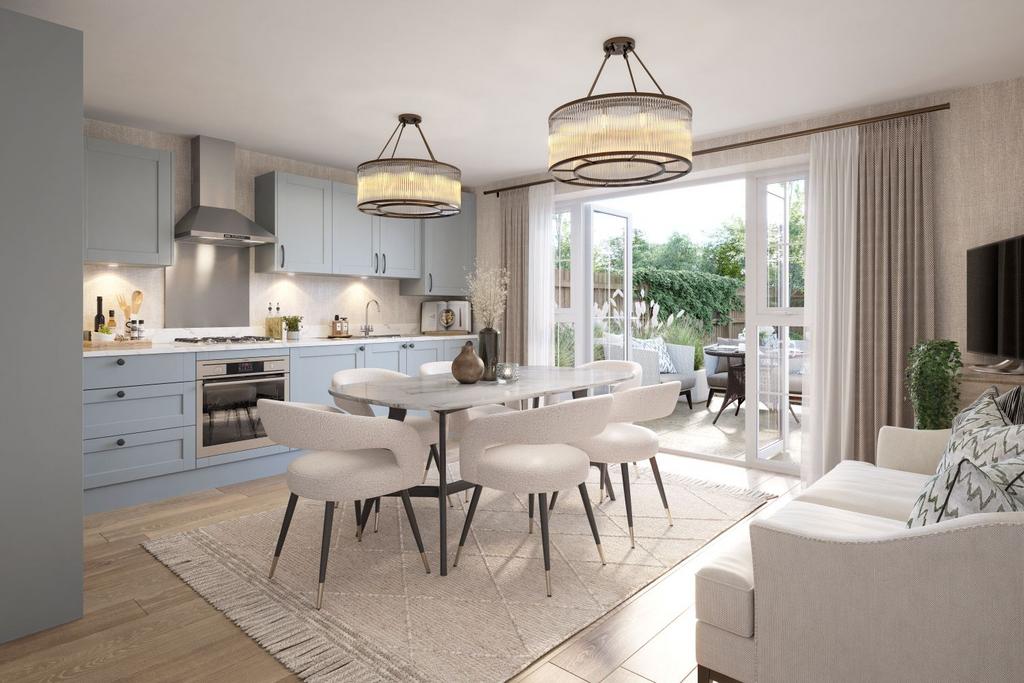 Open plan kitchen diner in the lakenheath