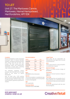 Retail property (high street) to rent, Marlowes Hemel Hempstead HP1 1DX