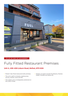 Restaurant to rent, 404-408 Lisburn Rd Belfast BT9 6GN
