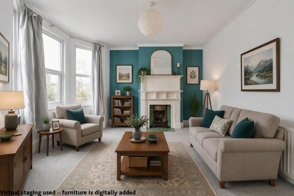Living room, fireplace