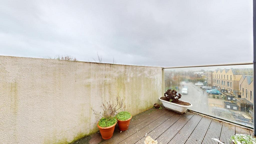 Private roof terrace with timber decking, potte...