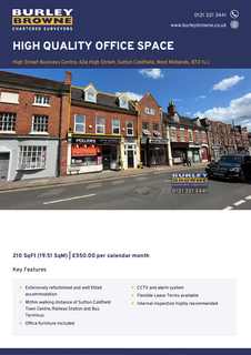Office to rent, 42-42A High St Sutton Coldfield B72 1UJ