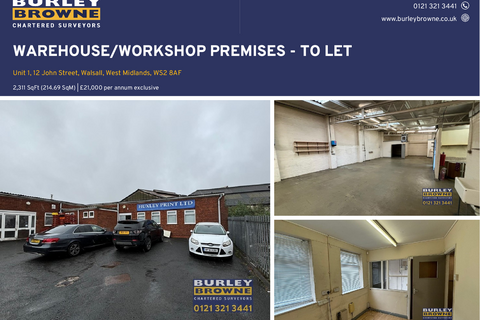 Industrial development to rent, 12 John St Walsall WS2 8AF