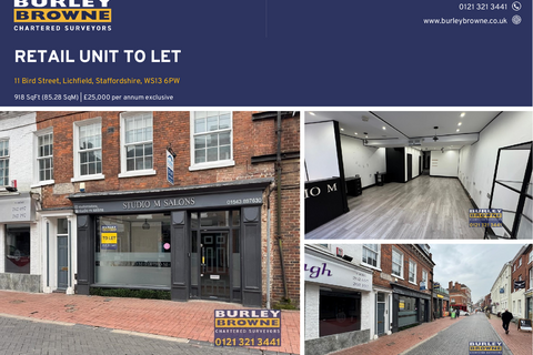 Retail property (high street) to rent, 11 Bird St Lichfield WS13 6PW