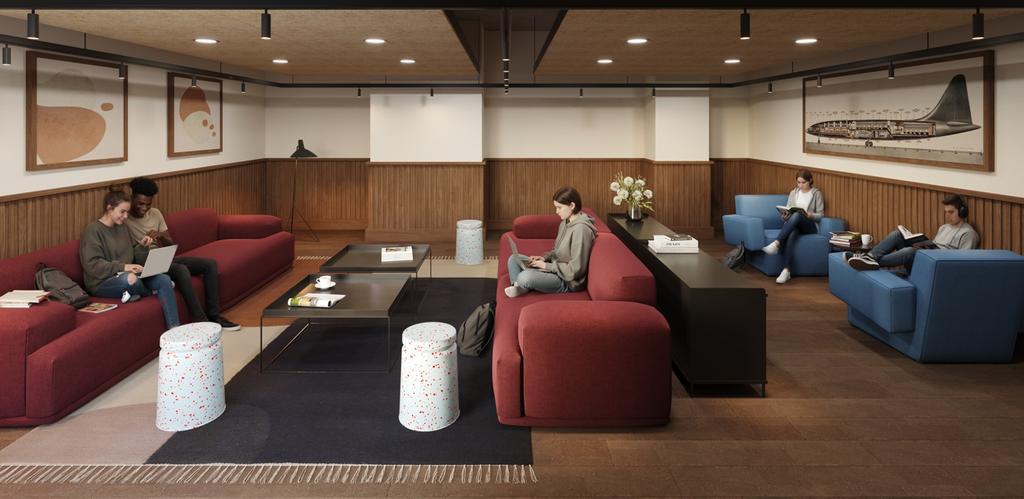 Well-appointed communal lounge with comfortable...