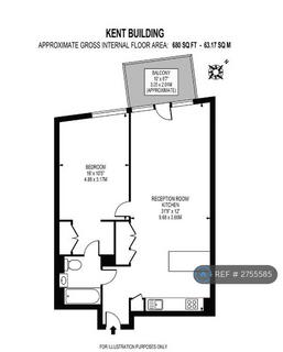 1 bedroom flat to rent, Kent Building, London, E14