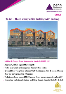Office to rent, 36 North Quay Great Yarmouth NR30 1JE