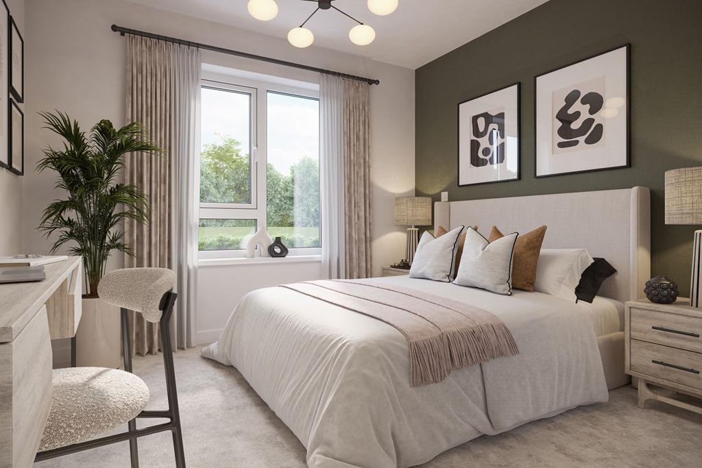 Unwind and relax in the modern main bedroom