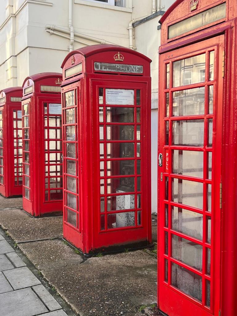 Heritage phone boxes near Warwick Square