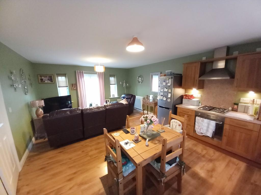 Open plan lounge diner kitchen