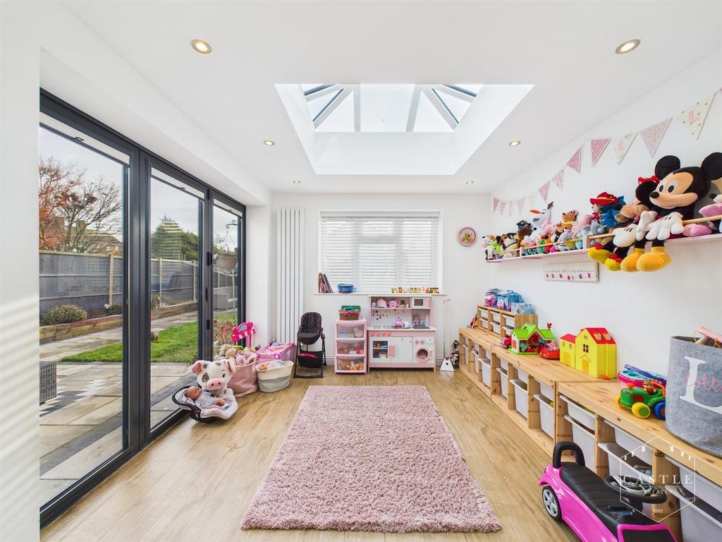 Open plan living kitchen   garden/playroom
