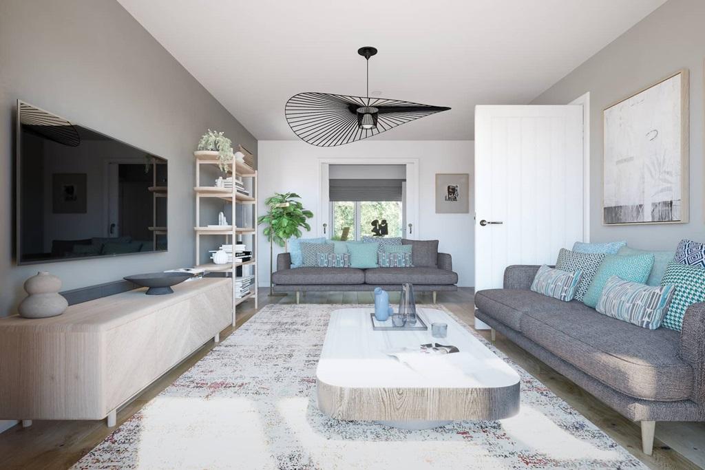 Plenty of room to accommodate two sofas